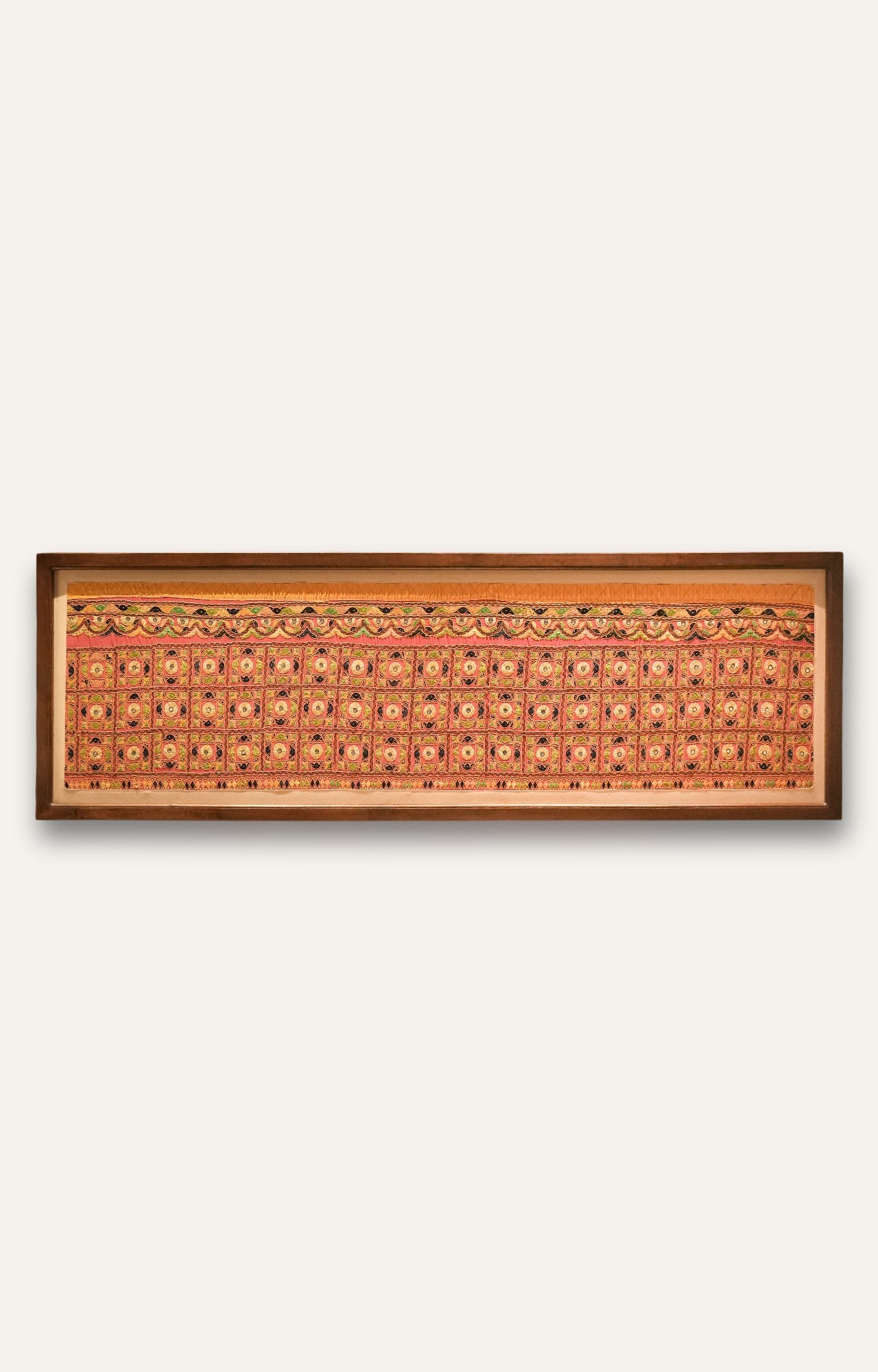 Framed Vintage Embroidered Textile Panel