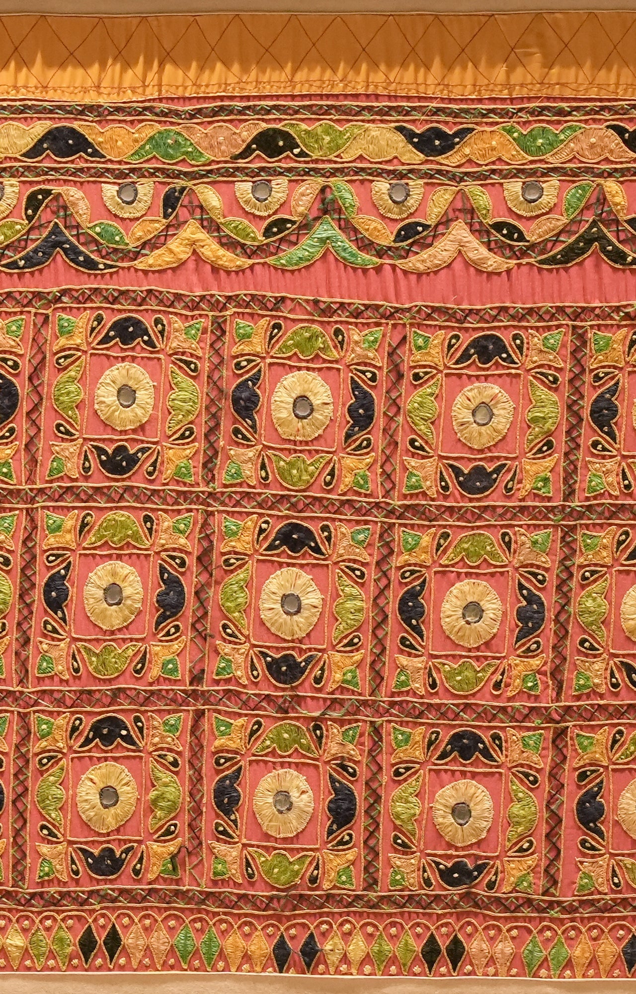 Framed Vintage Embroidered Textile Panel