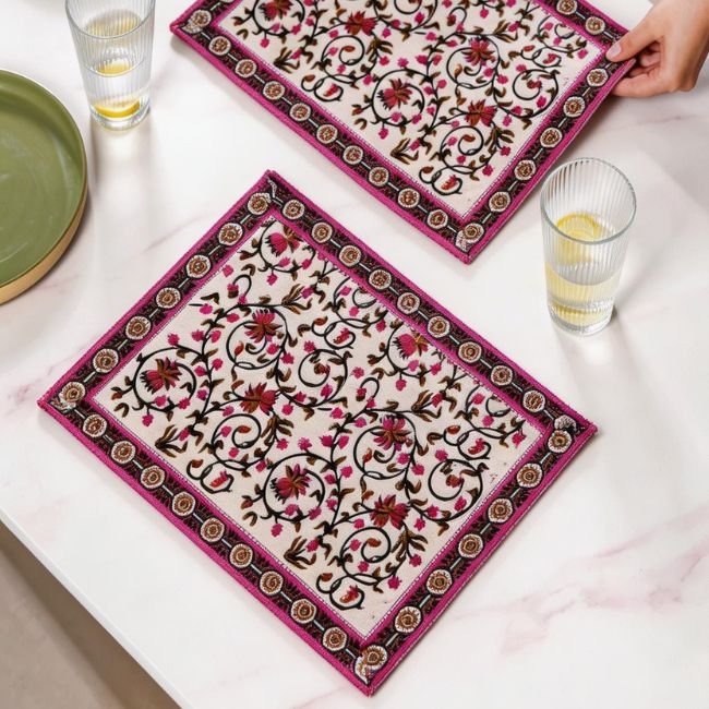 Gulabi Belvatika Dining Placemats (Set of 6)
