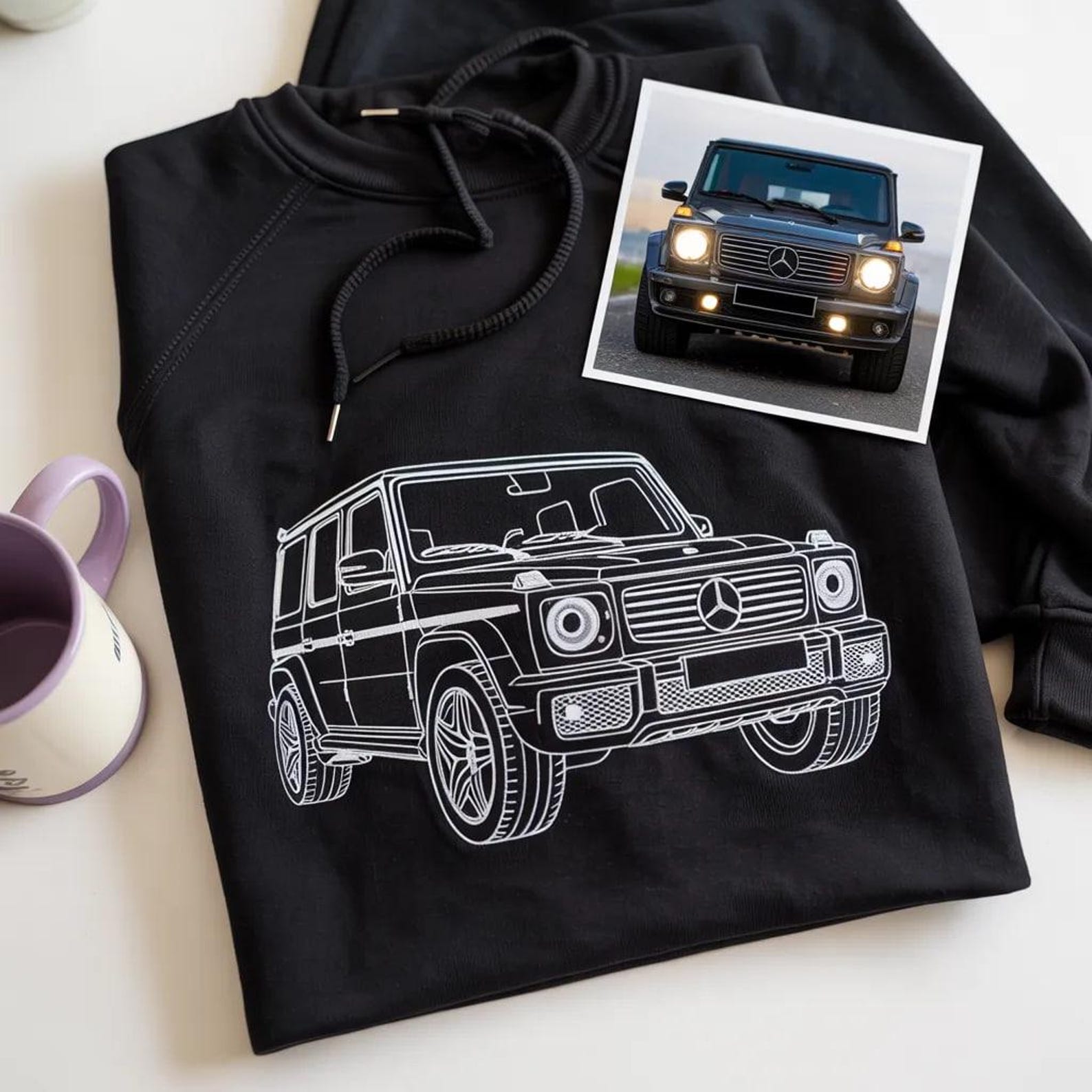 Custom Embroidered Car Hoodie, Car Photo Embroidered, Personalized Race Car Sweatshirt
