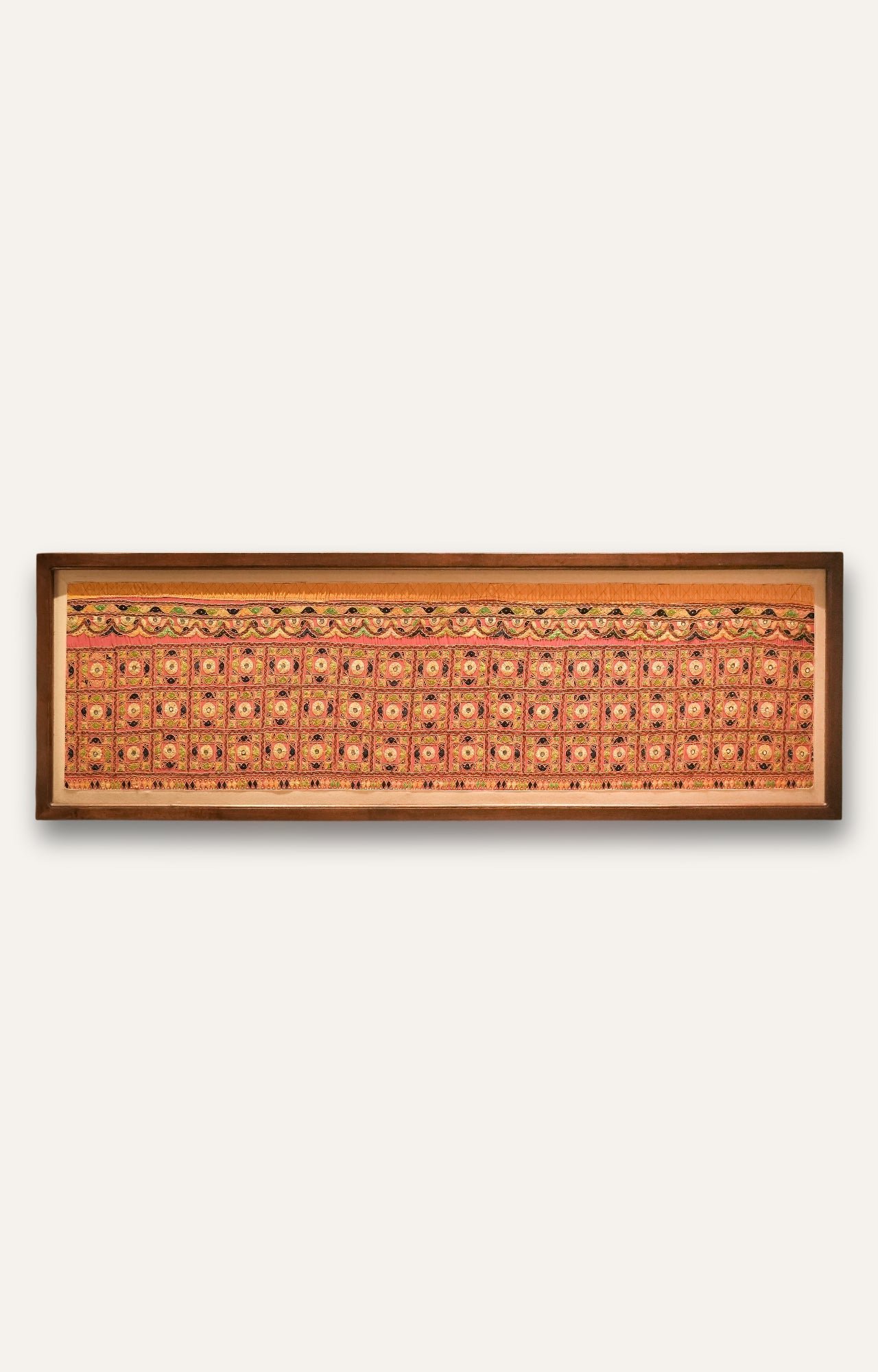 Framed Vintage Embroidered Textile Panel