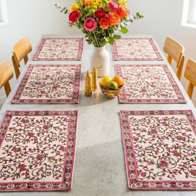 Gulabi Belvatika Dining Placemats (Set of 6)