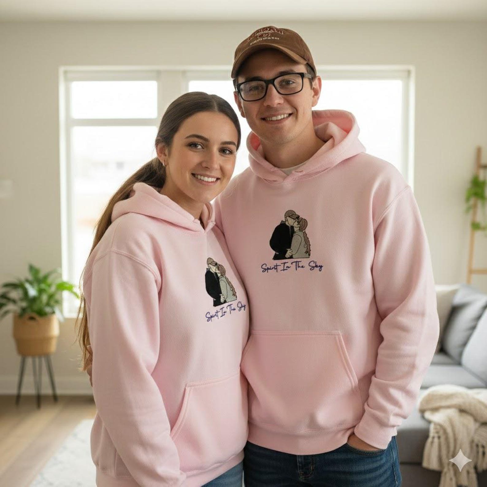 Custom Photo Embroidery Hoodie for Couples - Personalized Love Anniversary Hoodie